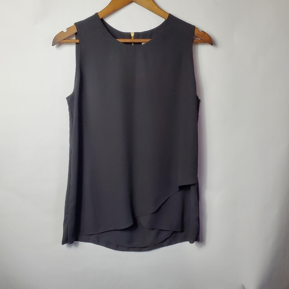 Chico's Black Tank Zippered Back Tulip Hem